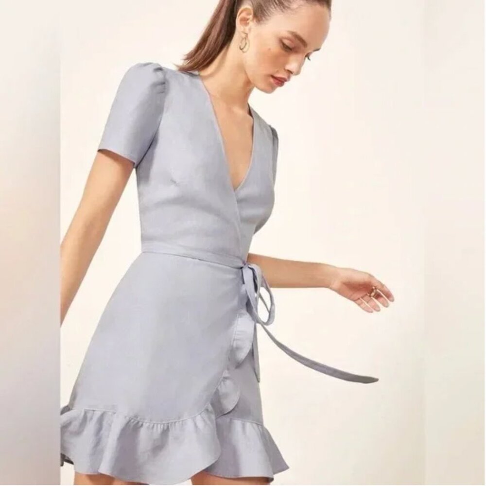 Reformation Sally Linen wrap dress